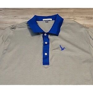 Peter Millar‎ Grey Goose Golf Polo Shirt Men Large Gray Blue Short Sleeve